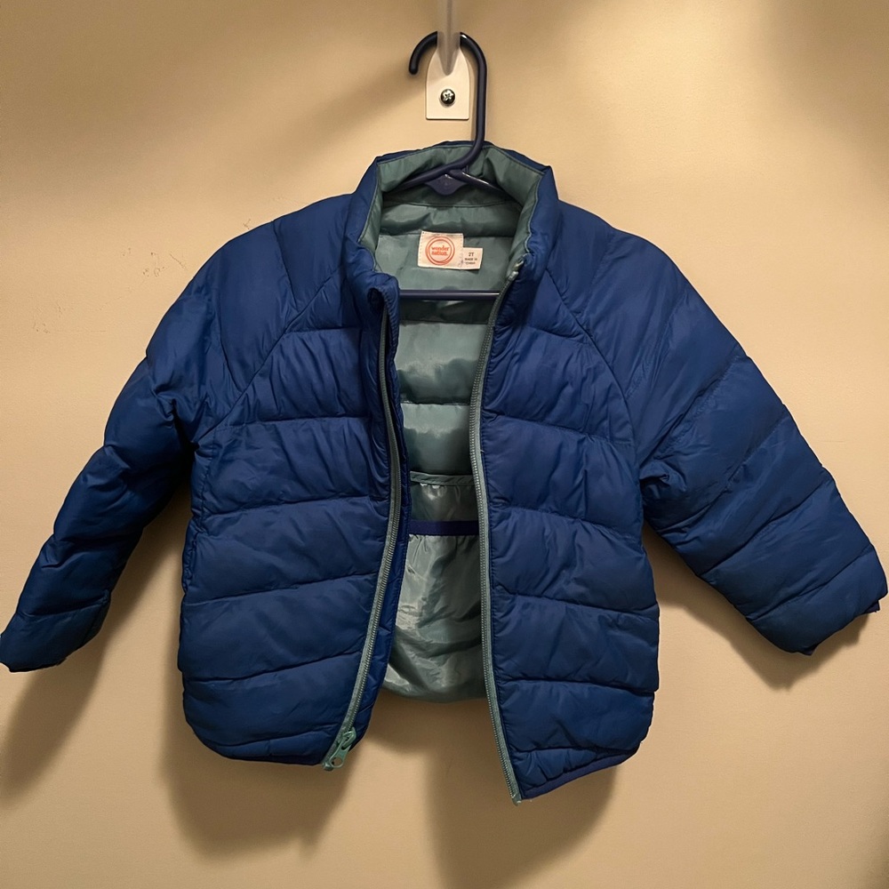 Wonder Nation Blue and Green Puffer Jacket